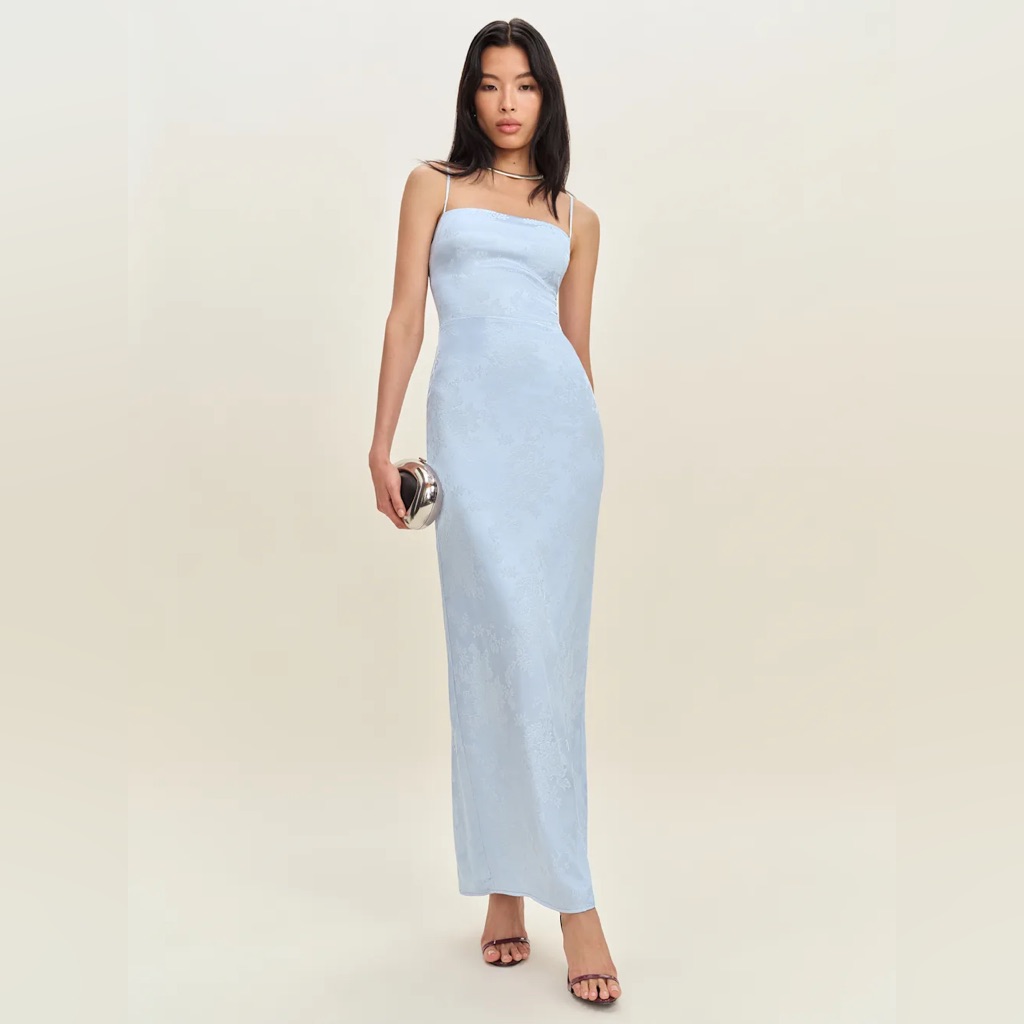 Reformation Frankie Dress In Ice, Brand New, Never Worn, No Flaws.